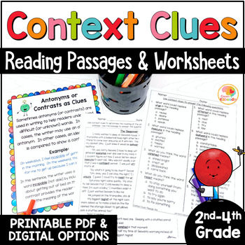 Context Clues Activities: Passages, Worksheets, & Anchor Charts - 2nd