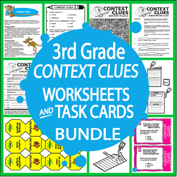 Preview of Context Clues Activities, Worksheets & Task Cards–3rd Grade Context Clues Lesson