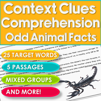 Preview of Context Clues Activities for Mixed Middle School Groups Odd Animal Facts