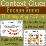 Context Clues Activity: Thanksgiving Escape Room (Making I