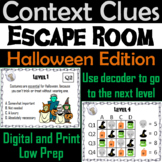 Context Clues Activity: Vocabulary Escape Room Halloween: 