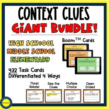 Preview of Context Clues | All Grades | Task Cards PLUS Boom™ Cards | Giant Bundle