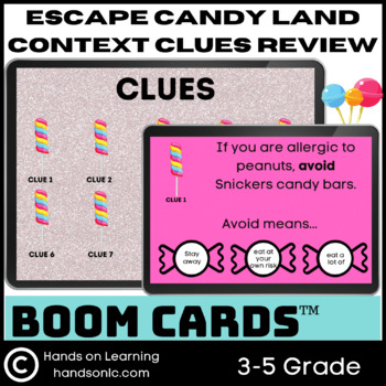 Preview of Context Clues Candy World Escape Room Boom Cards