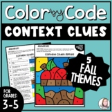 Context Clues Color by Number Fall Worksheets