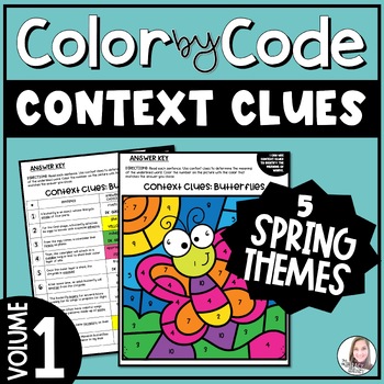 Preview of Context Clues Color by Number Spring Pack