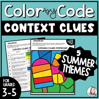 Preview of Context Clues Color by Number Summer Pack