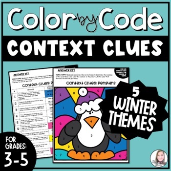 Preview of Context Clues Color by Number Winter Pack