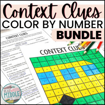 Preview of Context Clues Color by Number Worksheets Activities ELA Spring