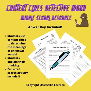 Preview of Context Clues Detective Work (Middle School Packet)