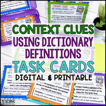 Preview of Context Clues Dictionary Task Cards