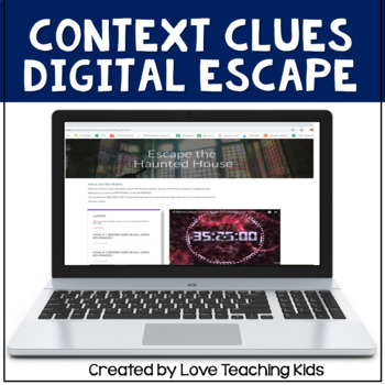 Preview of Digital Escape Room ELA - Context Clues Activity Haunted House Game