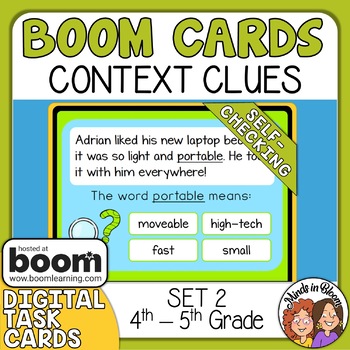 Preview of Context Clues Boom Cards Digital Task Cards Set 2 Grades 4-5