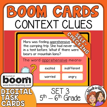 Preview of Context Clues Boom Cards Digital Task Cards Set 3 Grades 5-6 Distance Learning