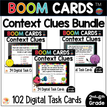 Preview of Context Clues BOOM CARDS Task Cards & Anchor Charts BUNDLE: Digital Resources