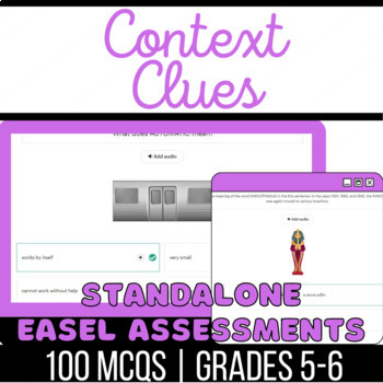 Preview of Context Clues Easel Assessments: Definitions, Synonyms, Antonyms, Examples