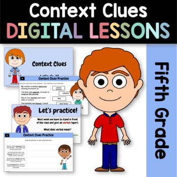 Preview of Context Clues Fifth Grade Interactive Google Slides | Daily Grammar Practice