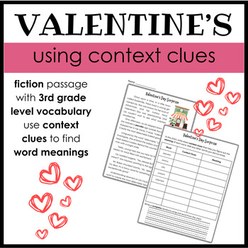 Preview of Context Clues Finding Vocabulary Word Meanings Valentine's Day Activity