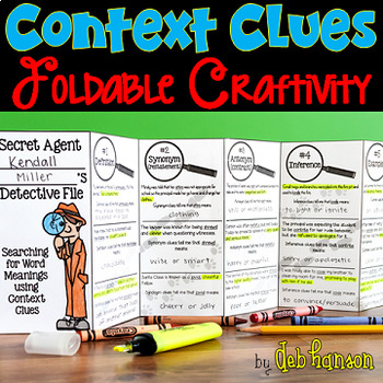 Preview of Context Clues Foldable Activity & Worksheets in Print and Digital