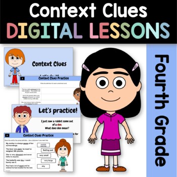 Preview of Context Clues Fourth Grade Interactive Google Slides | Daily Grammar Practice