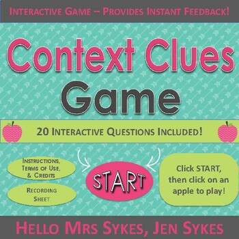 Preview of Context Clues Game #1 ~ Interactive PPT activity with 2nd, 3rd, 4th