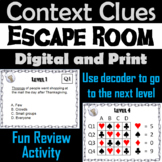 Context Clues Activity Escape Room: Making Inferences Game