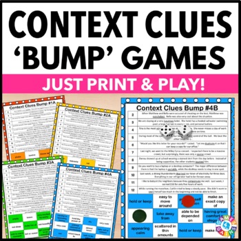 Preview of Context Clues Games Worksheets Reading Center Vocabulary Activities 3rd 4th 5th