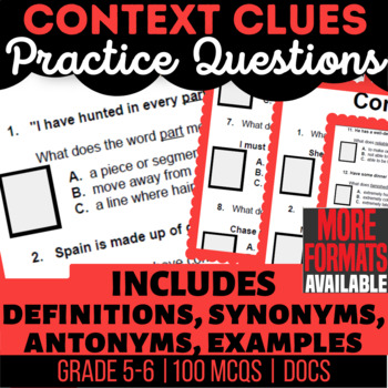 Preview of Context Clues Google Docs Worksheets | Digital Resource Activities 5th 6th Grade