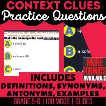 Preview of Context Clues Google Slides | Restatement Explanations Synonyms Antonyms