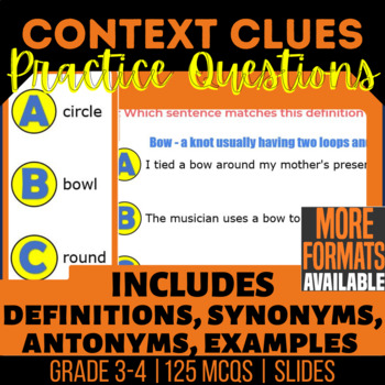 Preview of Context Clues Google Slides | Synonyms Antonyms Digital Resources 3rd-4th Grade