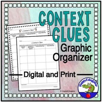 Preview of Context Clues Graphic Organizer Chart with Easel Activity