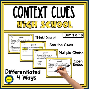 Preview of Context Clues | High School | Differentiated | Task Cards Set 4 (of 6)