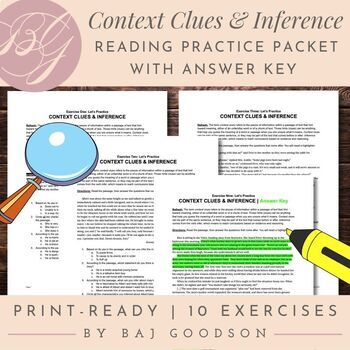 Preview of Context Clues & Inference Practice Packet | No Prep H.O.T. Reading Exercises