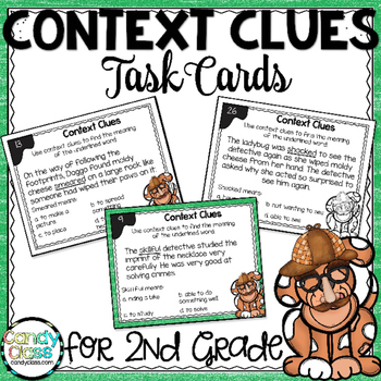 Preview of Context Clues Inferences 2nd Grade ELA Vocabulary Activity Task Card Scoot Game