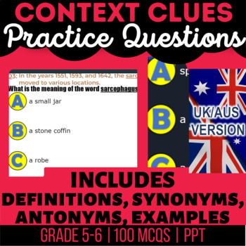 Preview of Context Clues Interactive Review: Definitions, Synonyms, Antonyms UK/AUS English