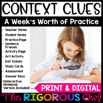 Preview of Context Clues Lesson, Practice & Assessment | Print & Digital