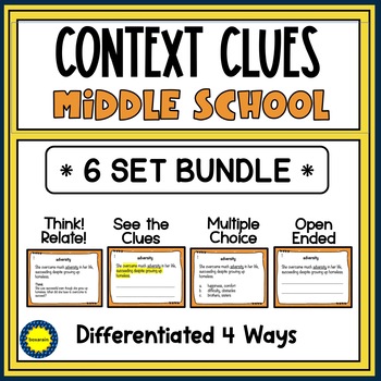 Preview of Context Clues | Middle School | Differentiated | Task Card Bundle | All 6 Sets!