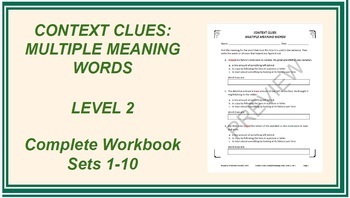 Preview of Context Clues: Multiple Meaning Words Level 2 Complete Workbook (Sets 1-10)