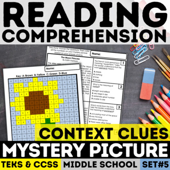 Preview of Context Clues Mystery Picture | Reading Comprehension | Print & Digital | FREE