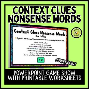 Preview of Context Clues Nonsense Words Powerpoint Game Show and Worksheets