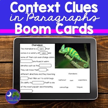 Preview of Context Clues Activities in Reading Passages Boom Cards
