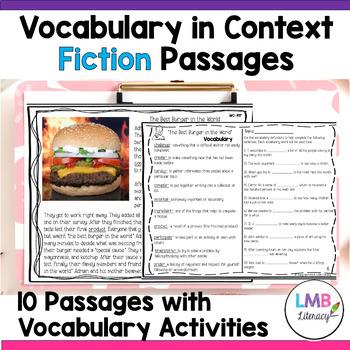 Preview of Fiction Context Clues Reading Passages and Activities with Vocabulary Grades 4-6