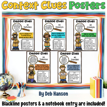 Preview of Context Clues Posters and Notebook Entry for 3rd, 4th, and 5th Grade