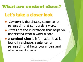 Context Clues in Action Power Point Unit by Reading Innovations | TPT