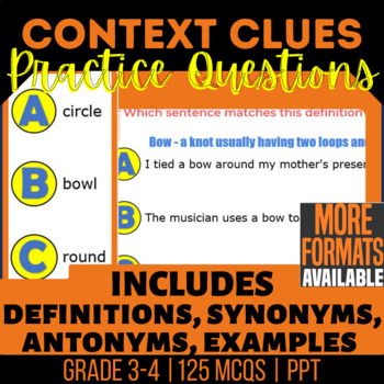 Preview of Context Clues PowerPoints | Synonyms Antonyms Definitions | 3rd-4th Grade