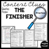 Context Clues Practice Worksheet #4 The Finisher Middle School