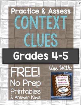 Preview of Context Clues Practice & Assess: FREE No Prep Printables for Grades 4-5