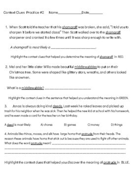 Context Clues Practice: NWEA Grades 3 and 4 by Just Gettin' Started