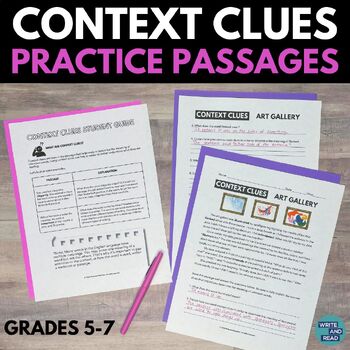 Preview of Context Clues Practice Passages- Reading Comprehension Test Prep- Grades 5, 6, 7