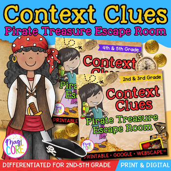 Preview of Context Clues Reading Escape Room Differentiated Bundle - 2nd 3rd 4th 5th Grade