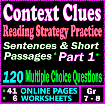 Preview of Context Clues. Reading Strategies Worksheets [Part 1] Distance Learning